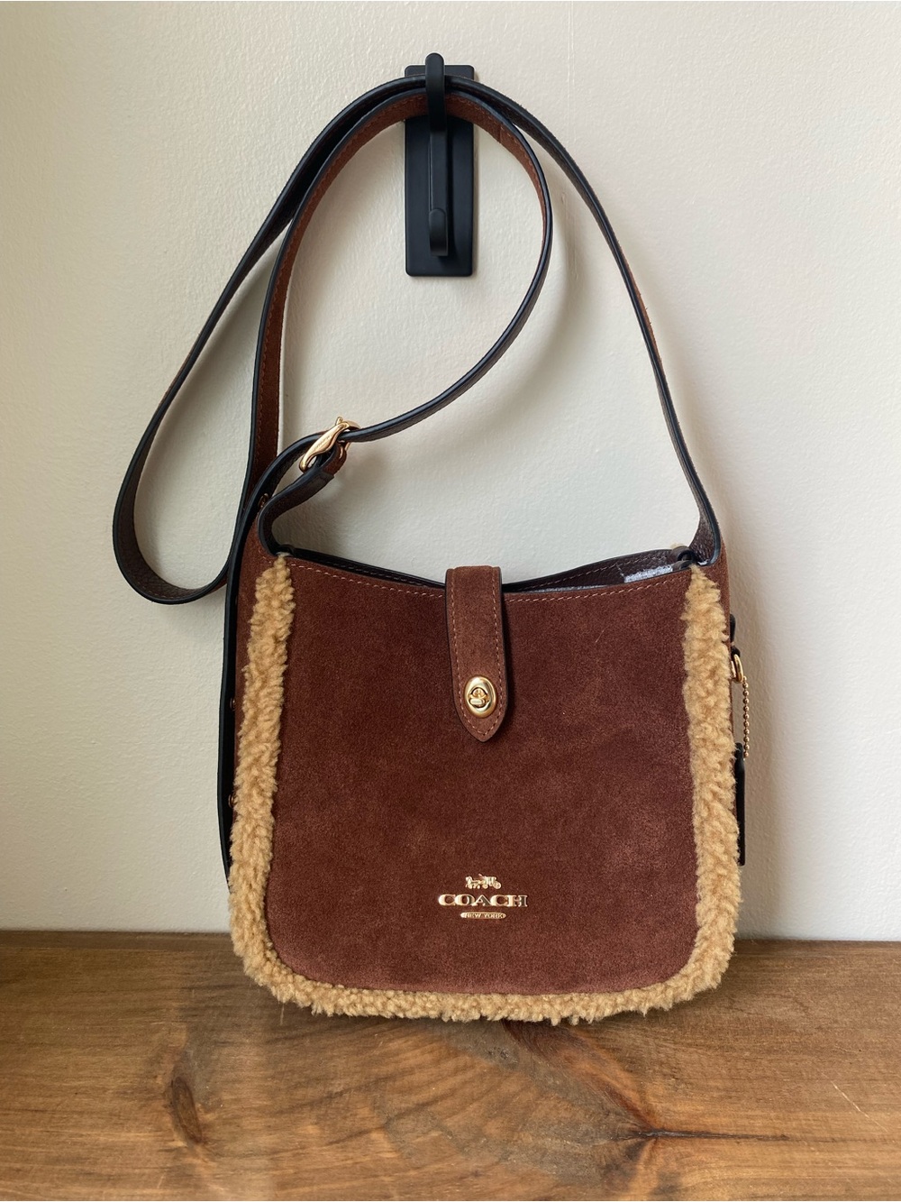 Coach Hadley Mini Crossbody Bag Suede & Shearling